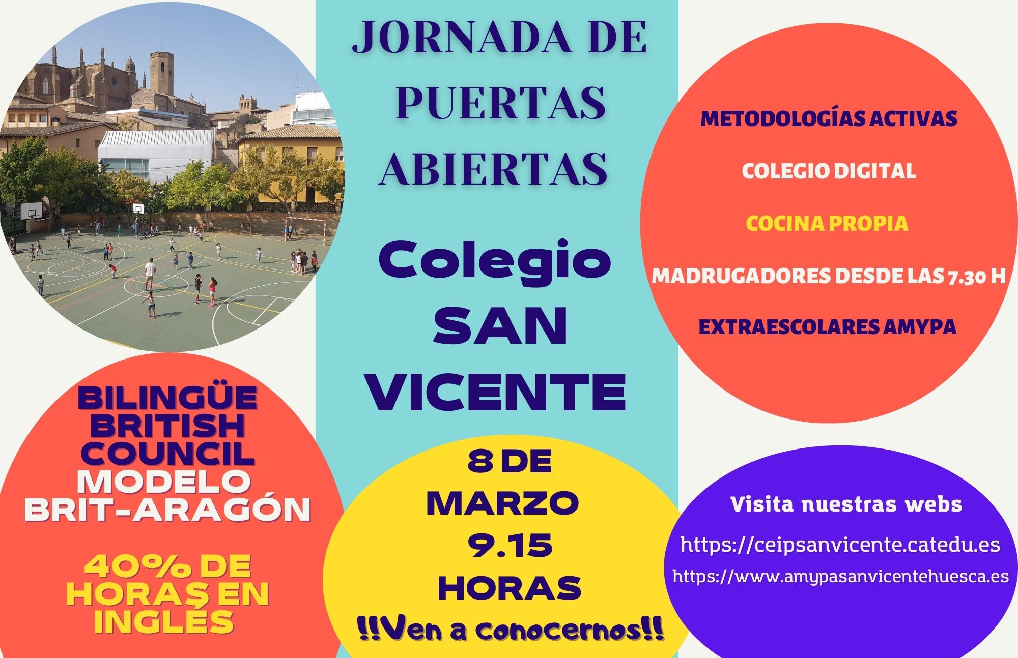 ¡Ven a conocer nuestro cole! Jornada de puertas abiertas el 8 de marzo de 2023 .